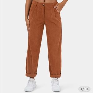 Halara Mid Rise Button Zipper Side Pocket Corduroy Casual Pants